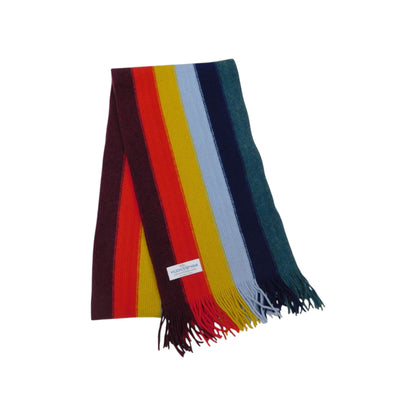 Lambswool Multi- Coloured Wide Striped Scarf — Hand-Crafted in Hawick | Warp-Knitted