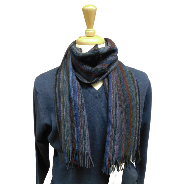 Pure Cashmere Striped Scarf - Knitted in Hawick, Scotland