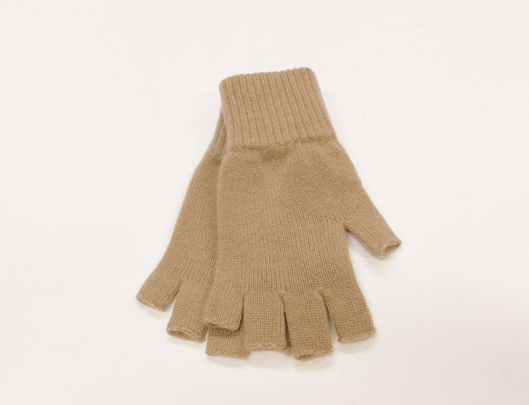 Ladies Pure Cashmere Fingerless Gloves - Greens, Browns and Neutral shades - Handcrafted in Hawick, Scotland