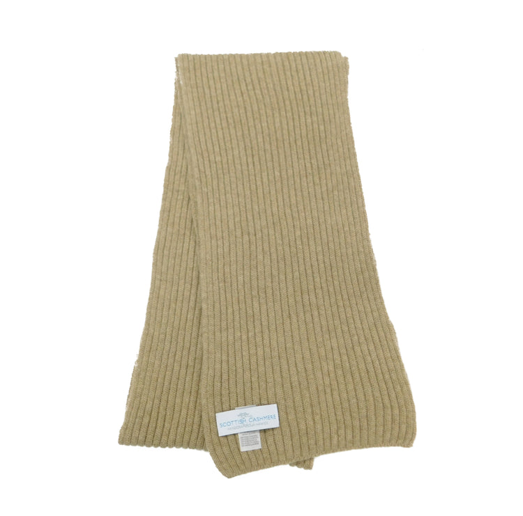 Pure Cashmere Ribbed Scarf - Greens, Browns and Neutral shades - Handcrafted in Hawick, Scotland