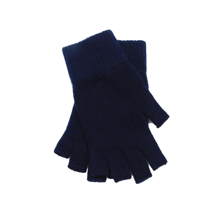 Ladies Pure Cashmere Fingerless Gloves Blues, Purples, Lilacs and Browns  - Handcrafted in Hawick, Scotland