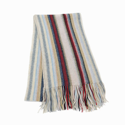 cashmere Striped scarf with fringes on a white background