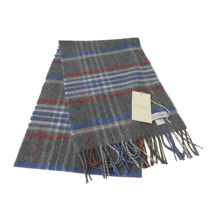 Écharpe à carreaux classique en cachemire pur - Carreaux tartan turquoise - Fabriquée à la main à Elgin, en Écosse