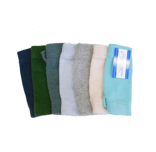Ladies Pure Cashmere Wristwarmers - Fingerless mitt style with separate thumb - Grey, Blues, Greens and Pink - Handcrafted in Hawick, Scotland