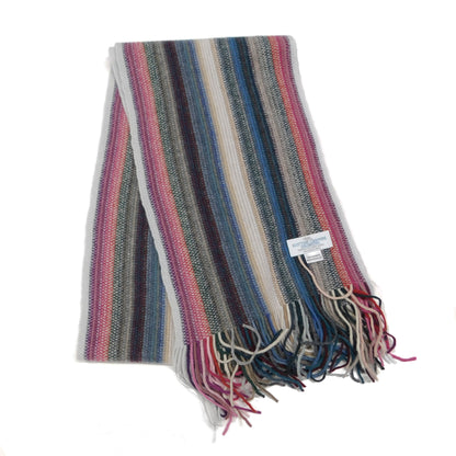Pure Cashmere Striped Scarf — Hand-Crafted in Hawick | Selection of Colours | Warp-Knitted