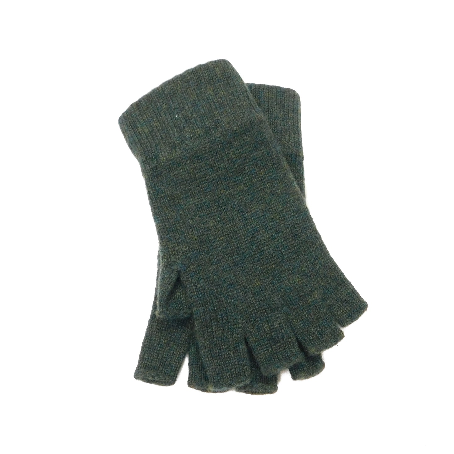 Ladies Pure Cashmere Fingerless Gloves — Ribbed Cuff & Keystone Thumb | Handcrafted in Hawick | One Size | Greys, Blues and Greens