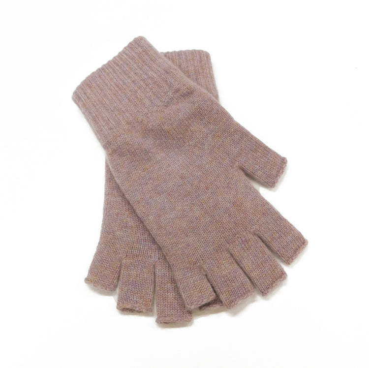 Ladies Pure Cashmere Fingerless Gloves Blues, Purples, Lilacs and Browns  - Handcrafted in Hawick, Scotland