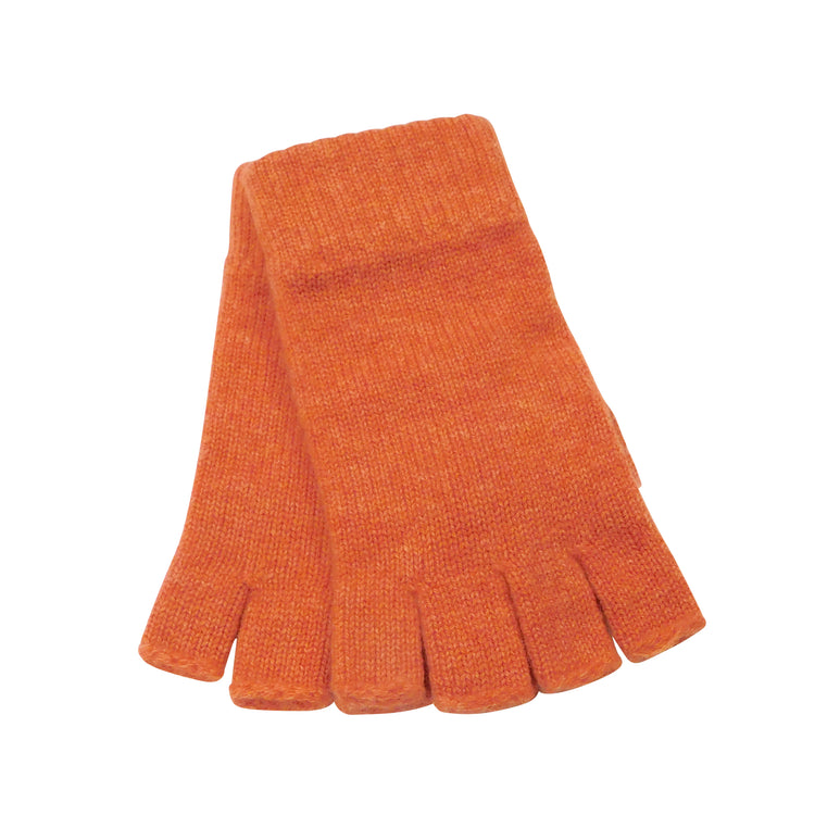 Ladies Pure Cashmere Fingerless Gloves with Keystone Thumb  - Reds, Oranges, and Neutrals - Handcrafted in Hawick, Scotland