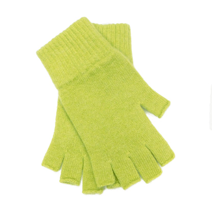 Ladies Pure Cashmere Fingerless Gloves - Greens - Handcrafted in Hawick, Scotland