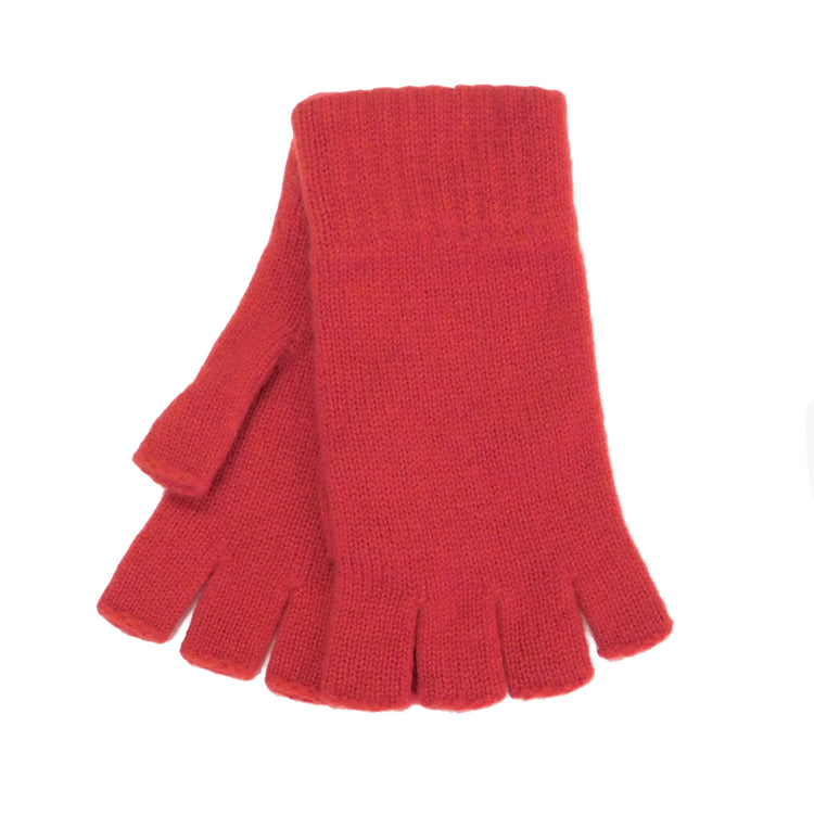 Ladies Pure Cashmere Fingerless Gloves with Keystone Thumb  - Reds, Oranges, and Neutrals - Handcrafted in Hawick, Scotland