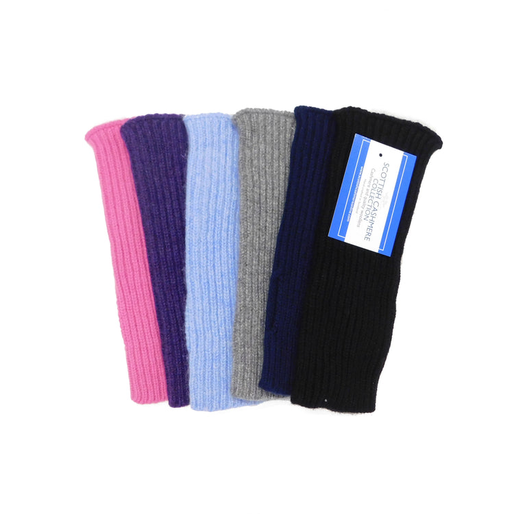 Ladies Pure Cashmere Heavyweight Ribbed Wristwarmers with thumb slit - Hand-crafted in Hawick, Scotland