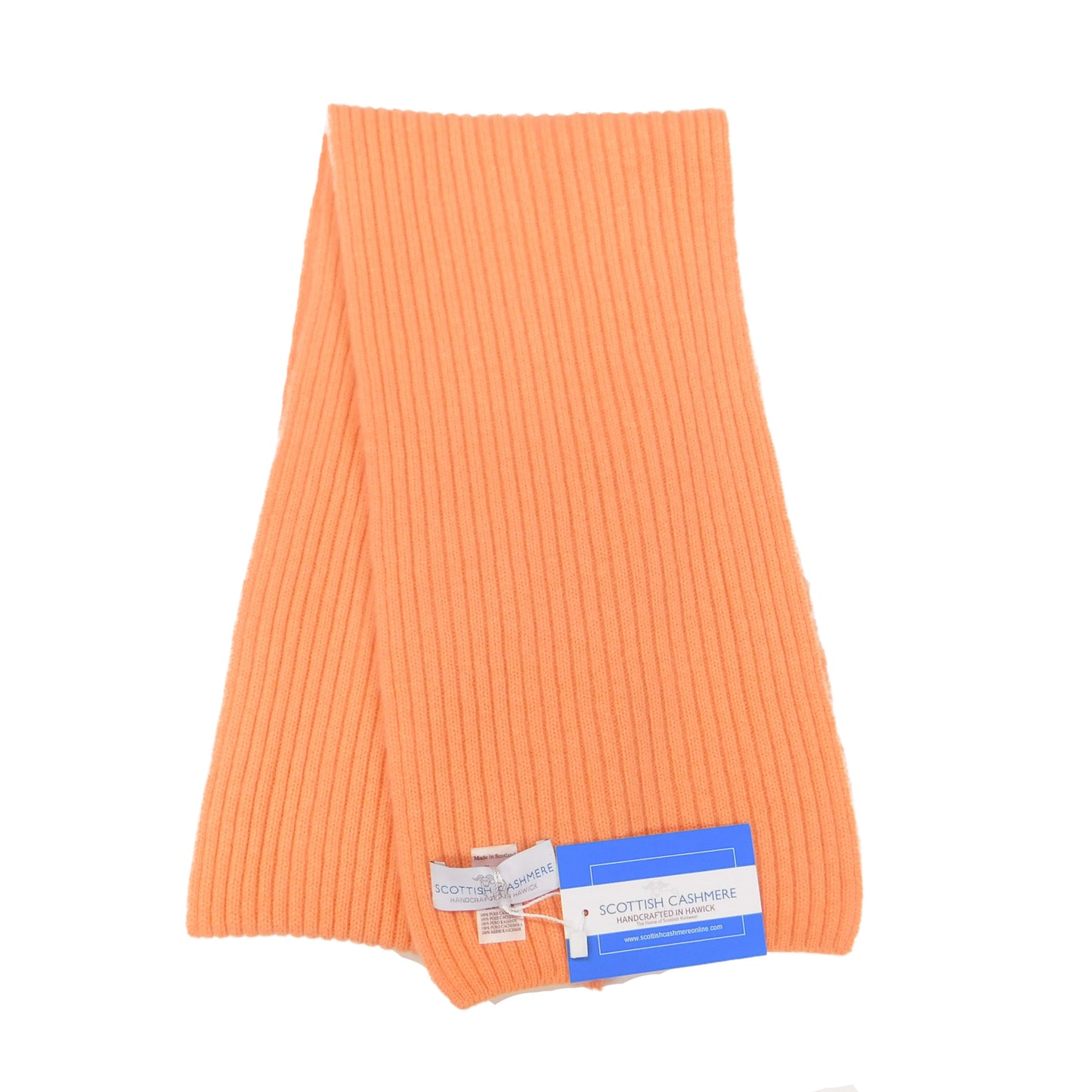 Pure Cashmere Ribbed Knit Scarf — Unisex | Handcrafted in Hawick | Reds, Pinks, Lilacs and Oranges