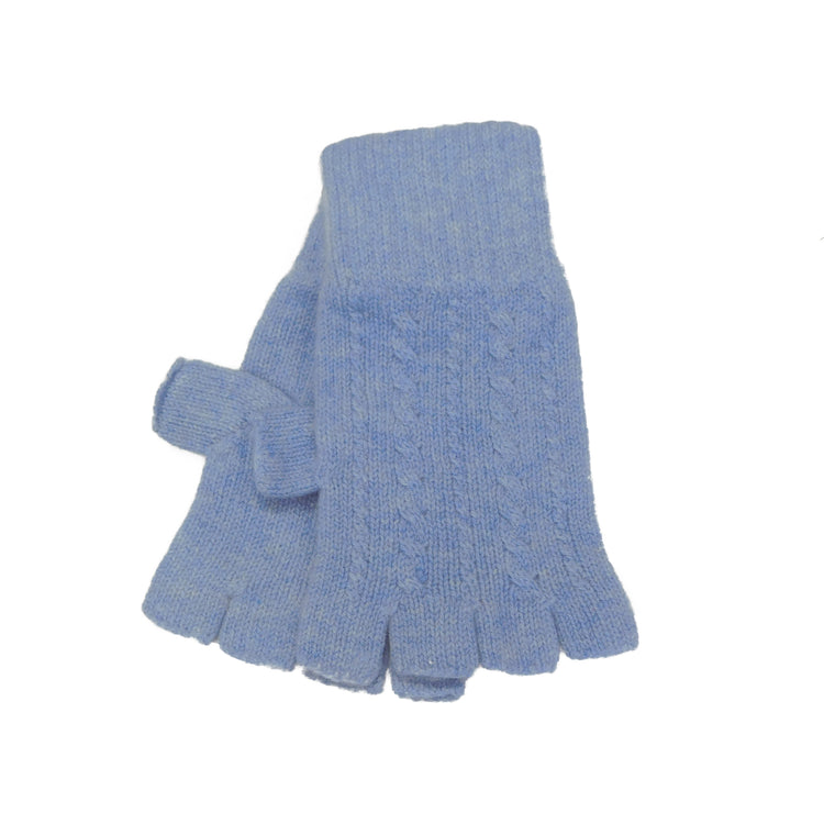 Ladies Pure Cashmere Fingerless Gloves with Cable Design - Handcrafted in Hawick, Scotland