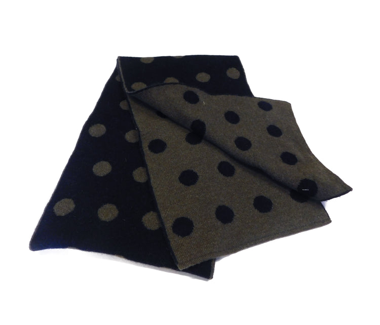 Spotted Reversible Pure Lambswool Scarf - Made in Hawick, Scotland