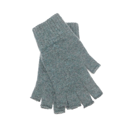 Ladies Pure Cashmere Fingerless Gloves - Greys, Blues and Purples - Handcrafted in Hawick, Scotland