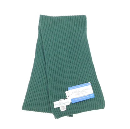 Pure Cashmere Ribbed Knit Scarf — Unisex | Handcrafted in Hawick | Greys, Blues and Greens