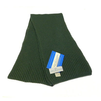 Pure Cashmere Ribbed Scarf - Black, Greys, Blues and Greens - Handknitted by us in Hawick, Scotland