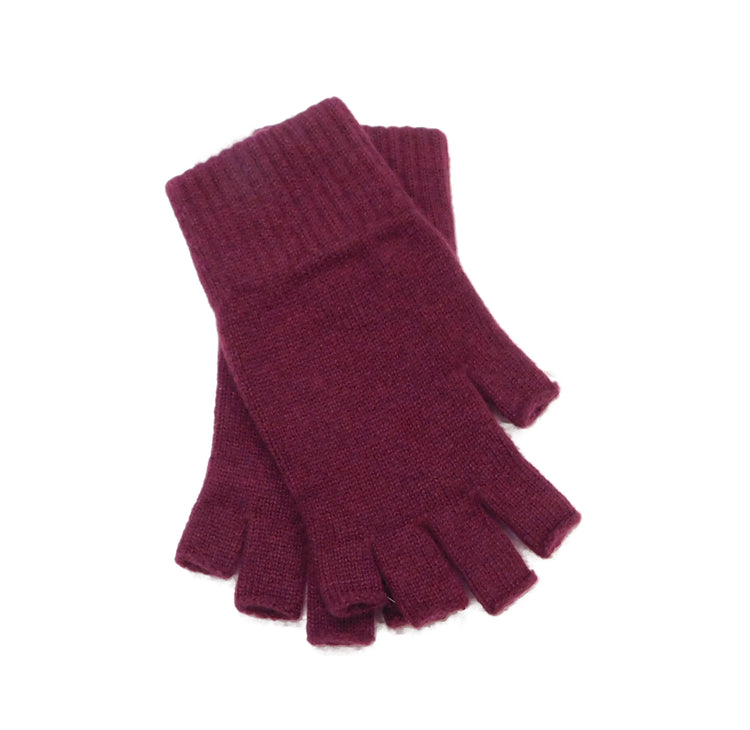 Ladies Pure Cashmere Fingerless Gloves - Reds, Pinks and Greens - Handcrafted in Hawick, Scotland