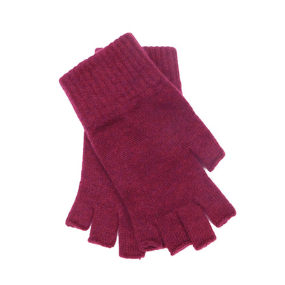 Ladies Pure Cashmere Fingerless Gloves - Reds, Pinks and Lilacs - Handcrafted in Hawick, Scotland