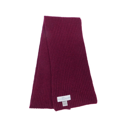 Pure Cashmere Ribbed Scarf - Reds, Pinks, Lilacs and Oranges - Handcrafted in Hawick, Scotland