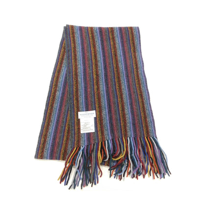 Stripe Scarf, Lambswool Multi-Coloured stripe - Warpknitted in Hawick, Scotland