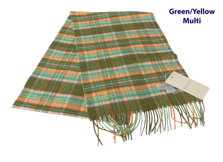 Écharpe à carreaux classique en cachemire pur - Carreaux tartan turquoise - Fabriquée à la main à Elgin, en Écosse