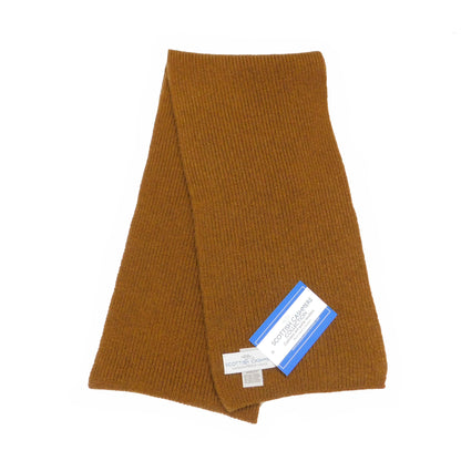 Pure Cashmere Narrow Rib Scarf — Unisex | Handcrafted in Hawick | Greens, Browns, Yellows and Neutrals