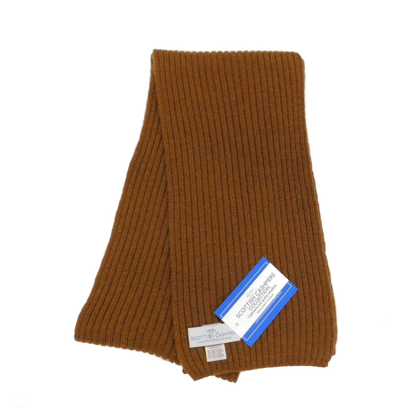 Pure Cashmere Ribbed Knit Scarf — Unisex | Handcrafted in Hawick