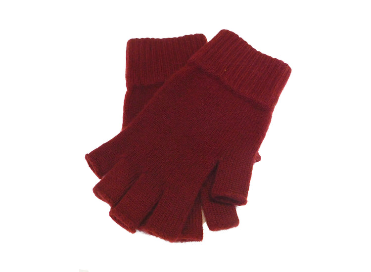 Fingerlose Damenhandschuhe aus reinem Kaschmir – Rot, Rosa, Orange und Weiß – handgefertigt in Hawick, Schottland