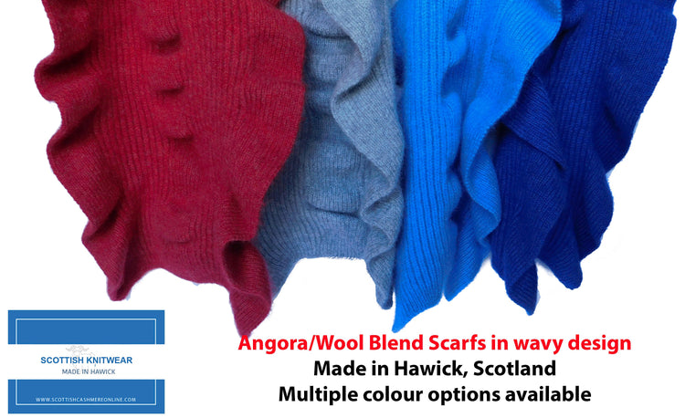 Wavy Scarf in an Angora/Wool mix scarf - Handcrafted in Hawick, Scotland The home of Scottish Knitwear