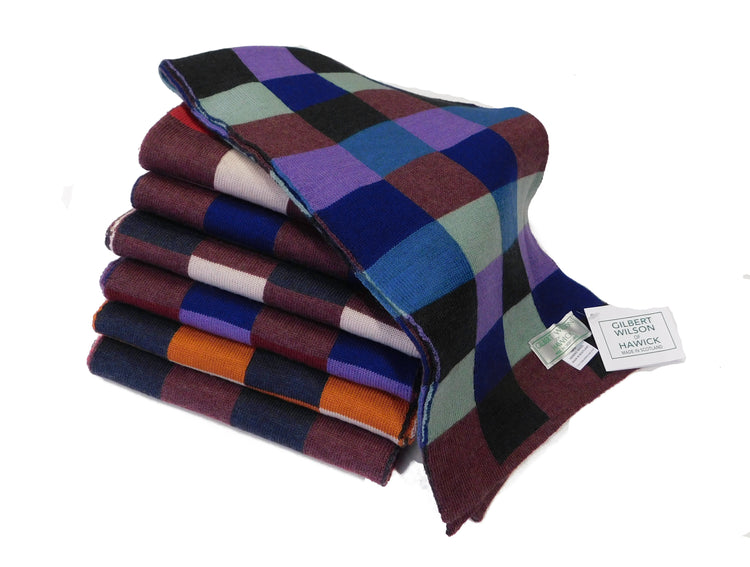 Large Check Scarf made with Pure Merino Wool - Handcrafted in Hawick, Scotland